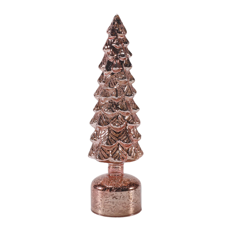 10 × 25 ve 10 × 28 cm LED Işık Yukarı Dönen Noel Cam Ağacı seti Şenlikli Süsler