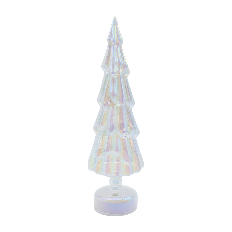 10×35cm Sıcak LED Parıltılı Dönen Şeffaf Cam Noel Ağacı