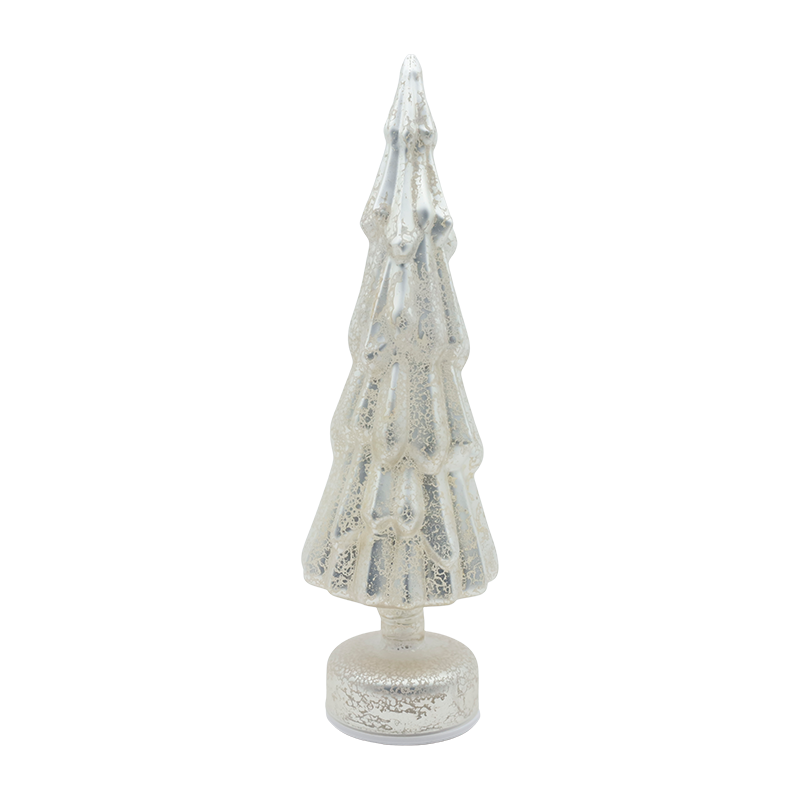 10×35cm Sıcak LED Parıltılı Dönen Şeffaf Cam Noel Ağacı