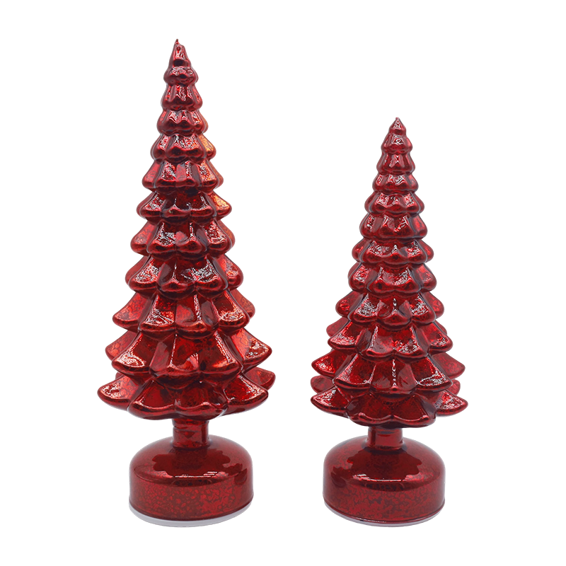 12×23 & 13×28cm Dönen LED Noel Cam Ağacı 2 Parçalı Set - Şenlikli Dekor