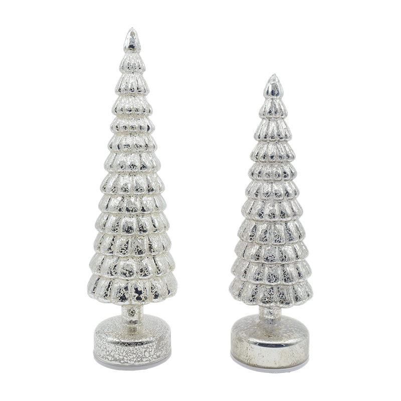 10×38 ve 10×33cm LED Işık Dönen Noel Cam Ağacı Masa Süsleri