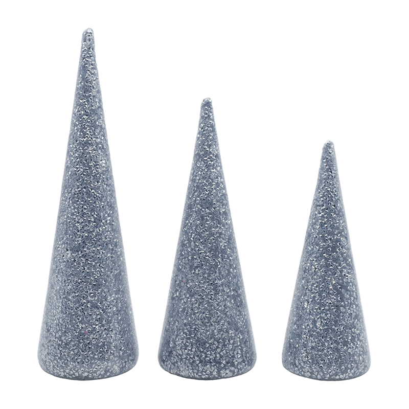 8×20/9×25/10×30cm 3 Parça Simli Cam Dahili LED Işıklı Yılbaşı Ağacı Seti