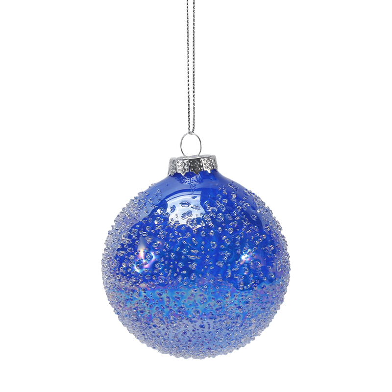 8 cm Kristal Boncuk Süslenmiş Noel Cam top Süsleme