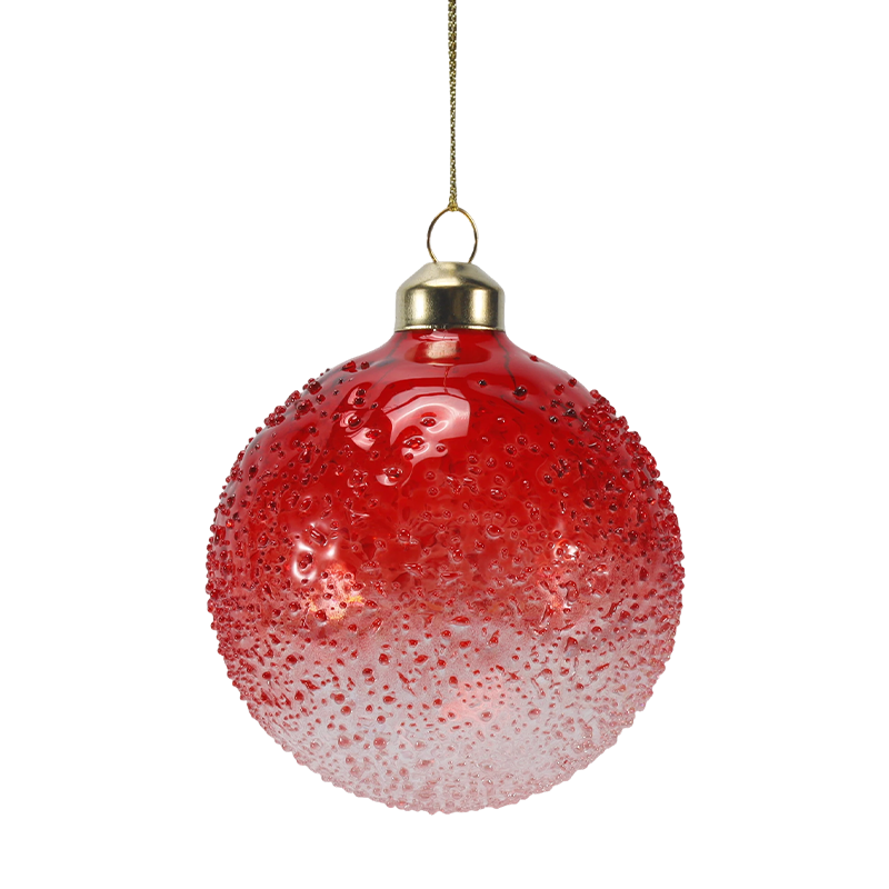 8 cm Kristal Boncuk Süslenmiş Noel Cam top Süsleme