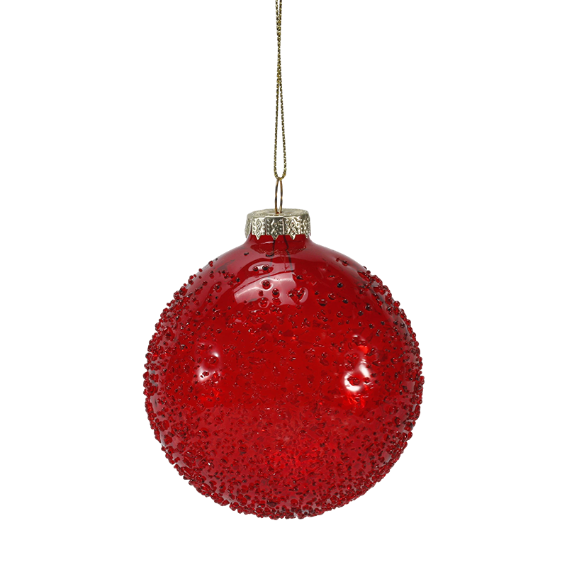 8 cm Kristal Boncuk Süslenmiş Noel Cam top Süsleme