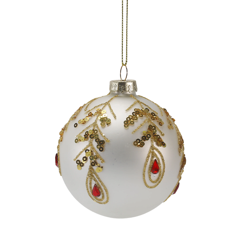 8cm Lüks Altın ve Kırmızı Noel Cam top Süsü (Tek / 3'lü Set)