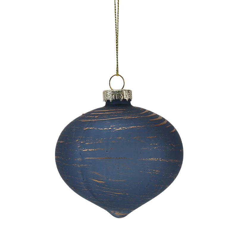 8cm Morandi Şerit Noel Cam Top Süsü (Tekli / 3'lü Set)
