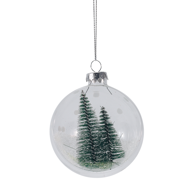 8cm Karlı Mini Ağaç Noel Cam Süsü (Tekli / Set)