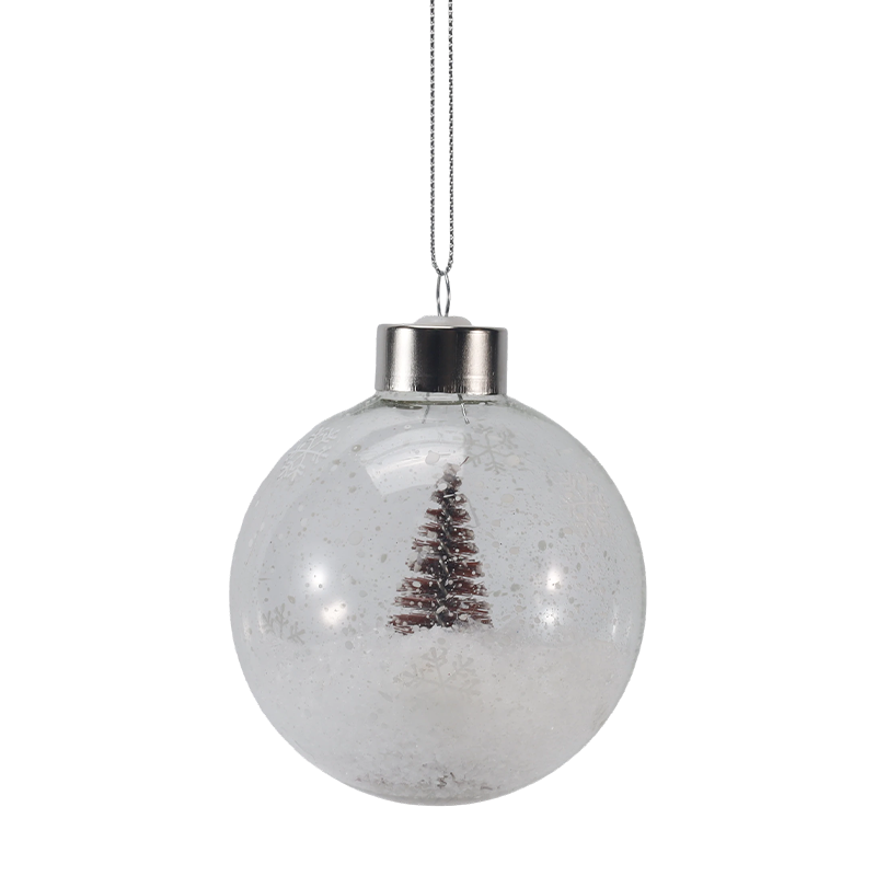 8cm Karlı Mini Ağaç Noel Cam Süsü (Tekli / Set)