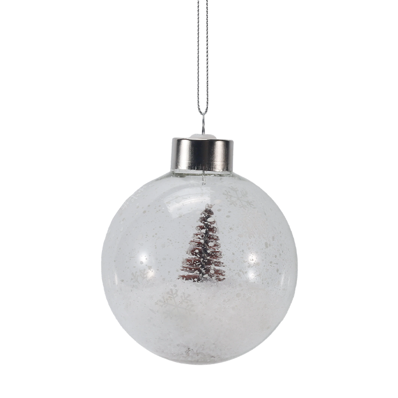 8cm Karlı Mini Ağaç Noel Cam Süsü (Tekli / Set)
