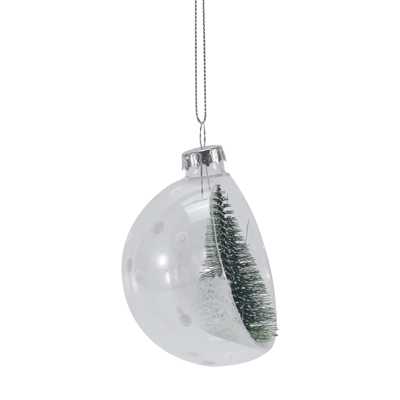 8cm Karlı Mini Ağaç Noel Cam Süsü (Tekli / Set)