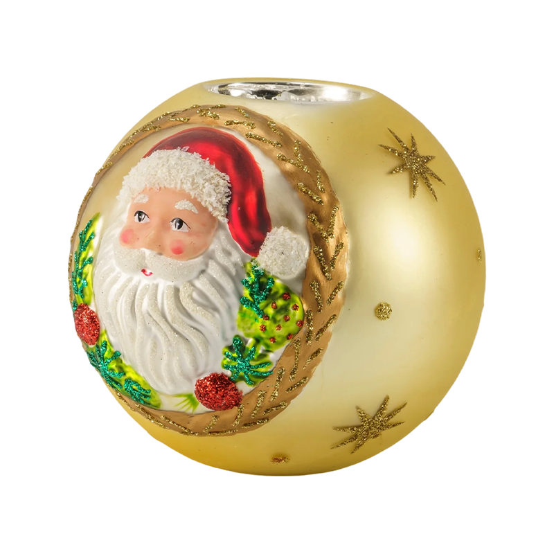12*12Noel Baba Kabartmalı Cam Mumluk