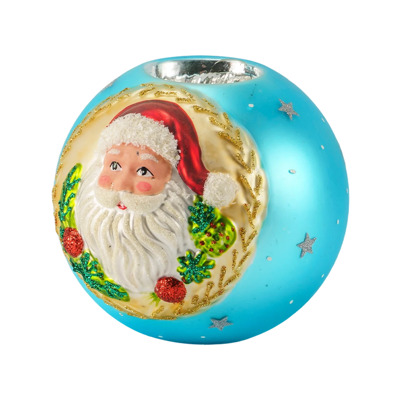 12*12Noel Baba Kabartmalı Cam Mumluk