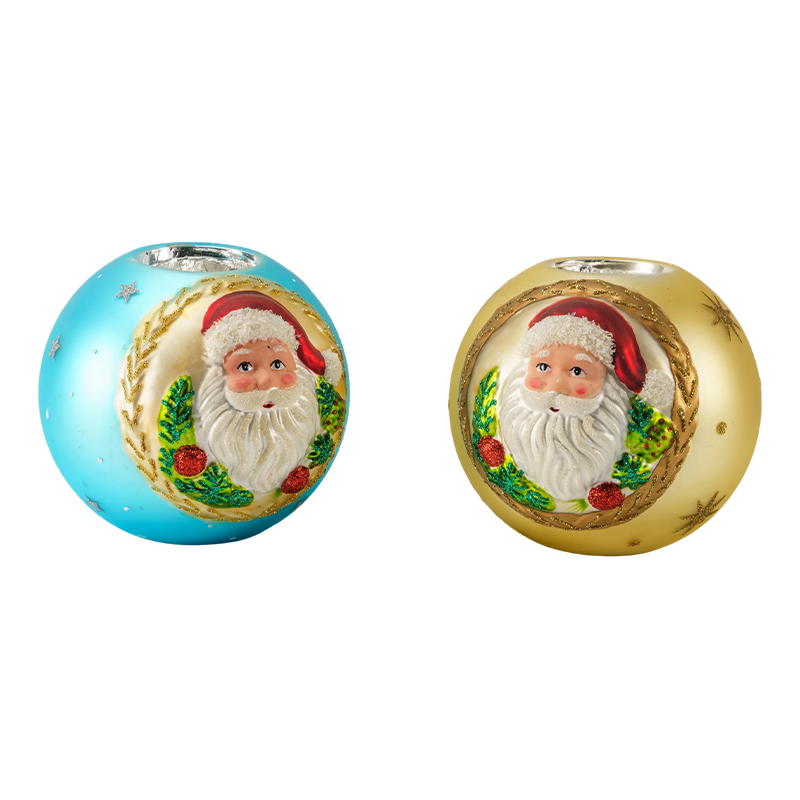 12*12Noel Baba Kabartmalı Cam Mumluk