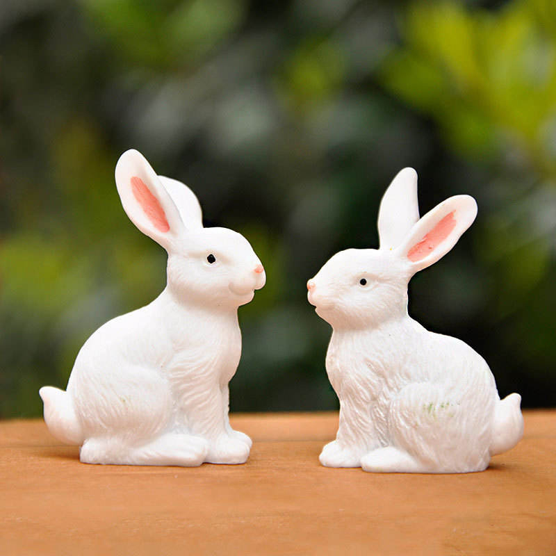 8 cm Reçine Paskalya Tavşanı Heykelcik Dekor Seti