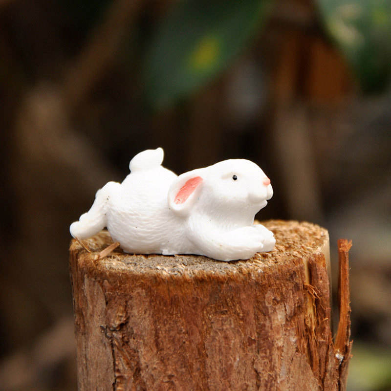 8 cm Reçine Paskalya Tavşanı Heykelcik Dekor Seti