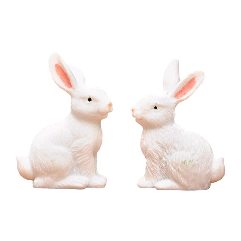 8 cm Reçine Paskalya Tavşanı Heykelcik Dekor Seti